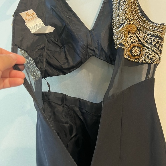 Vintage Alyce Designs Beaded Shear Evening Gown/Prom/Wedding Women’s Size 4 - Picture 3 of 8